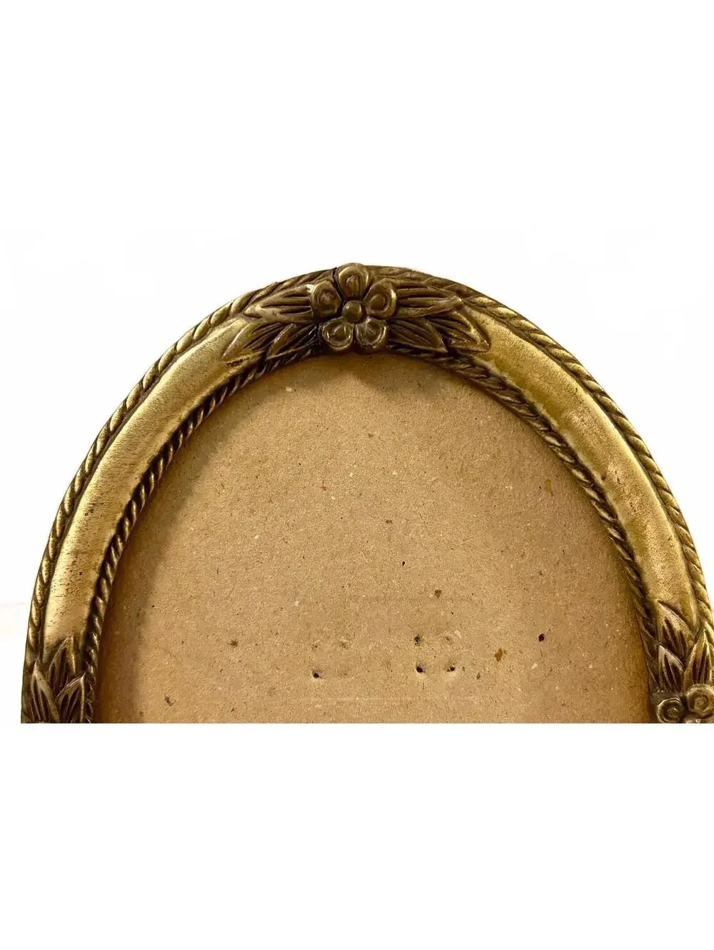Vintage Pewter Silver Oval Portrait Picture Frame Floral Details